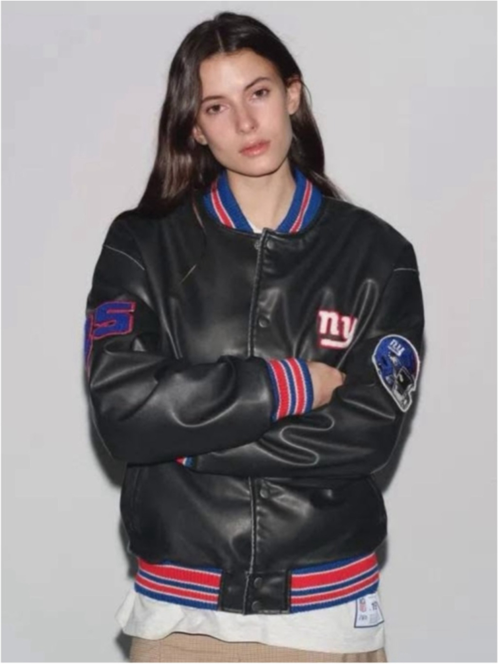 Rare 🔥 Zara x NFL Giants Football Faux Leather Jacket Size M